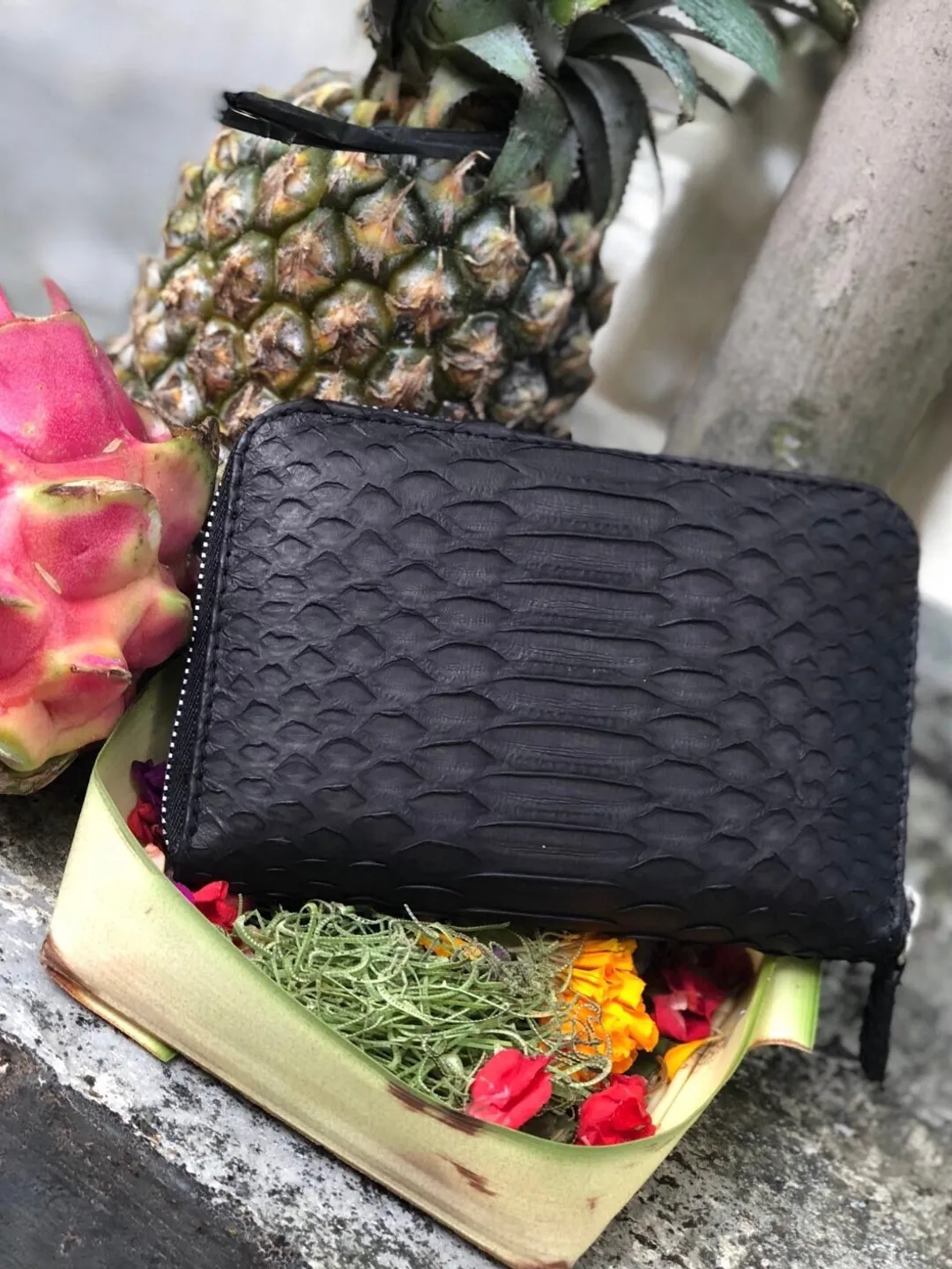 Genuine python skin black wallet | Small wallet | Exotic leather wallet | Women wallet | Snake trendy Wallet | Snakeskin designer wallet