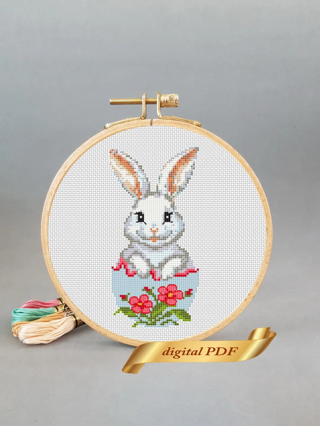 Happy Easter cross stitch pattern pdf, Banny embroidery DIY Easter ...