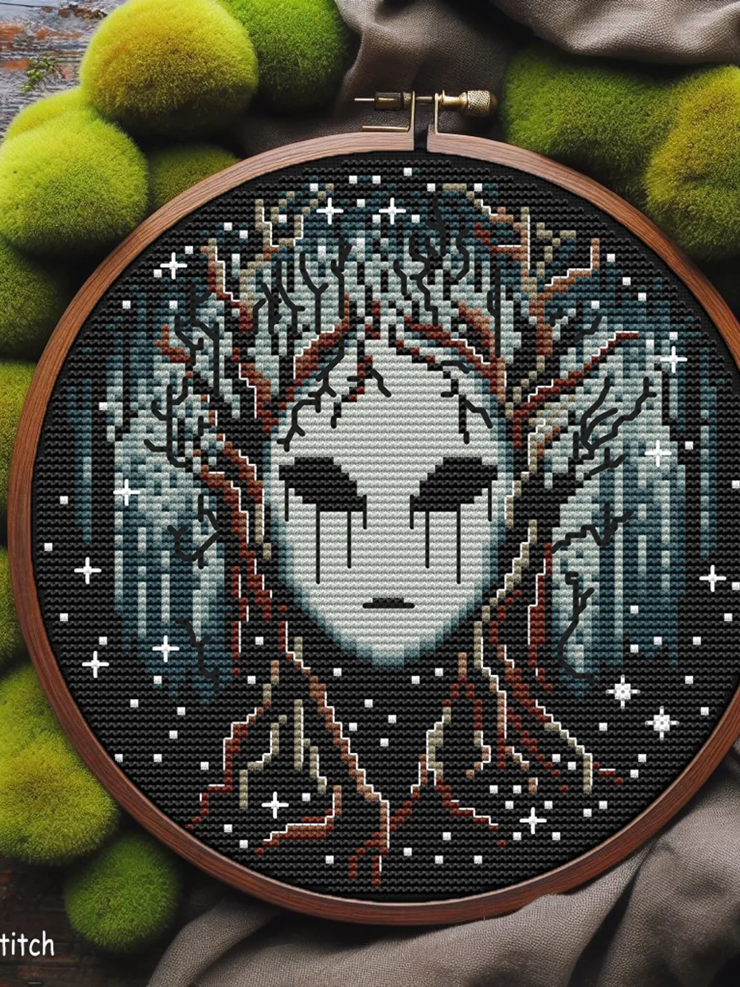 Stories of the Mornwood and Heat haze eyes cross stitch pattern