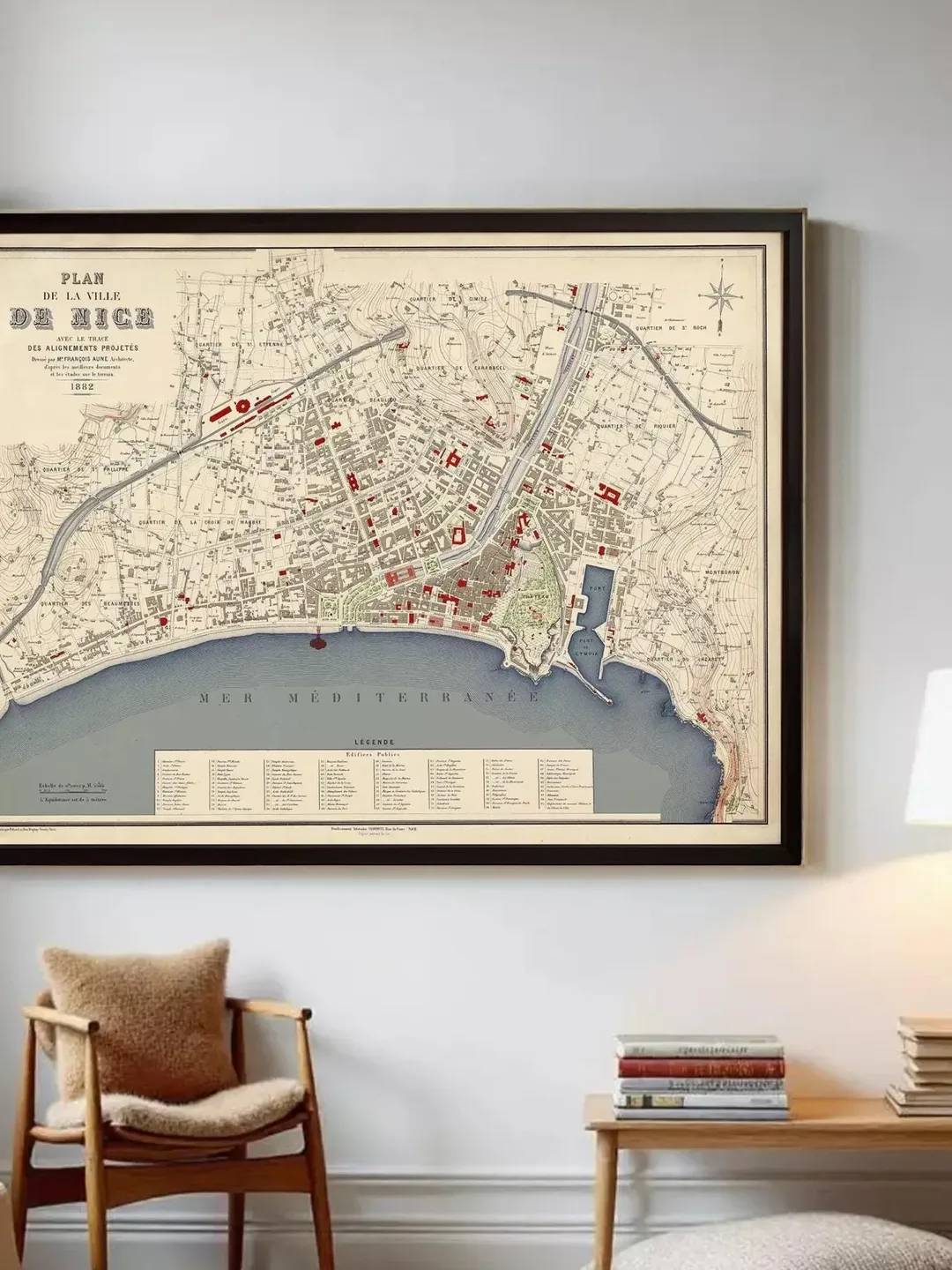 Vintage Map of Nice France 1882 | Wall Mapl Print