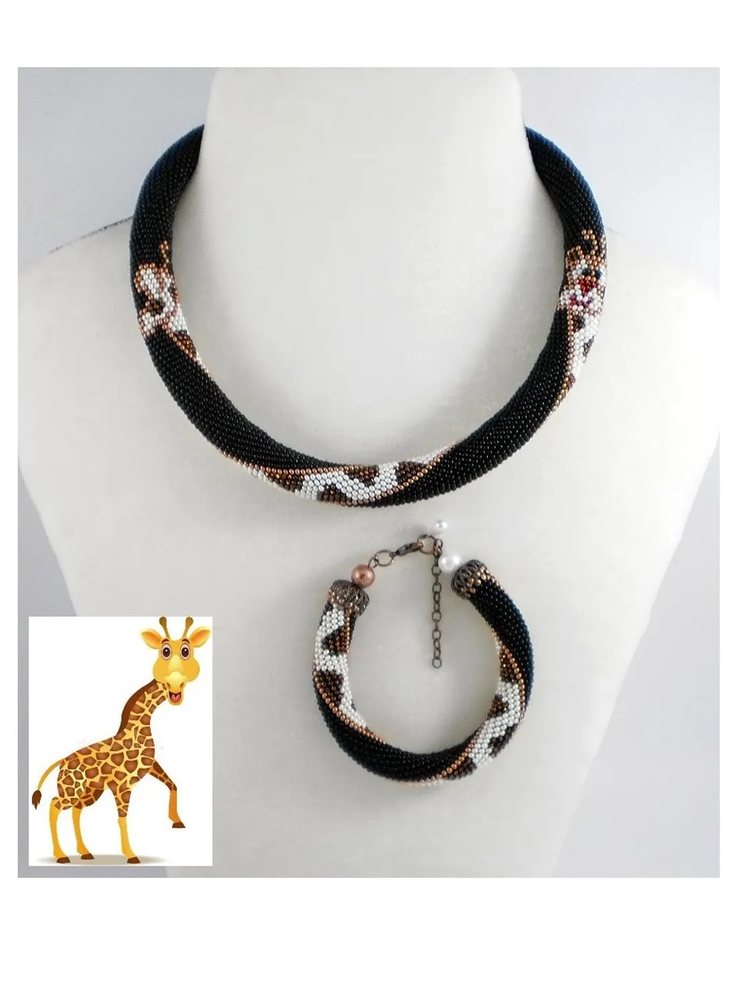 PDF Bead Crochet Pattern , Pattern for «Giraffe» Ropes Necklace and Bracelet