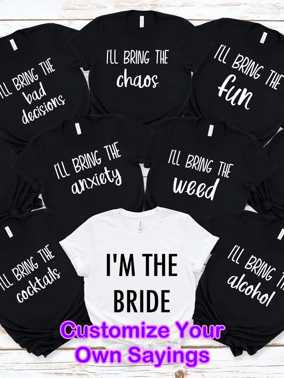 Funny Bachelorette Party Shirts: Team Bride, Bridesmaid Group
