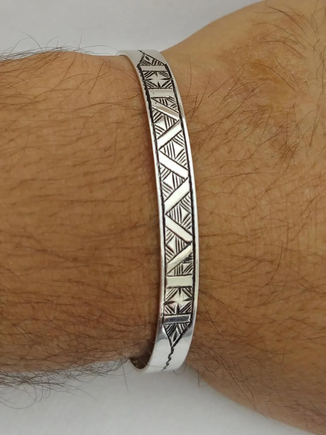 Tuareg Bracelet Silver Bangle Moroccan Tribal Cuff, Adjustable