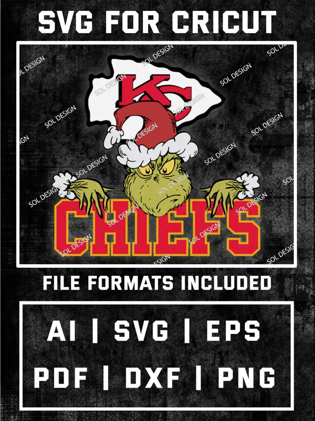 Grinch Kansas City Chiefs SVG, NFL SVG Design, NFL Kansas City Chiefs SVG, NFL Chiefs Cricut, Christmas Svg, Grinch svg, Digital Download