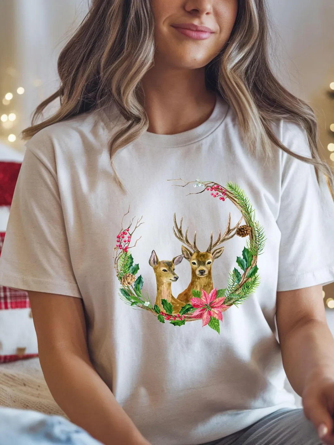 Reindeer Christmas T-Shirt, Festive Holiday Tee, Winter Graphic
