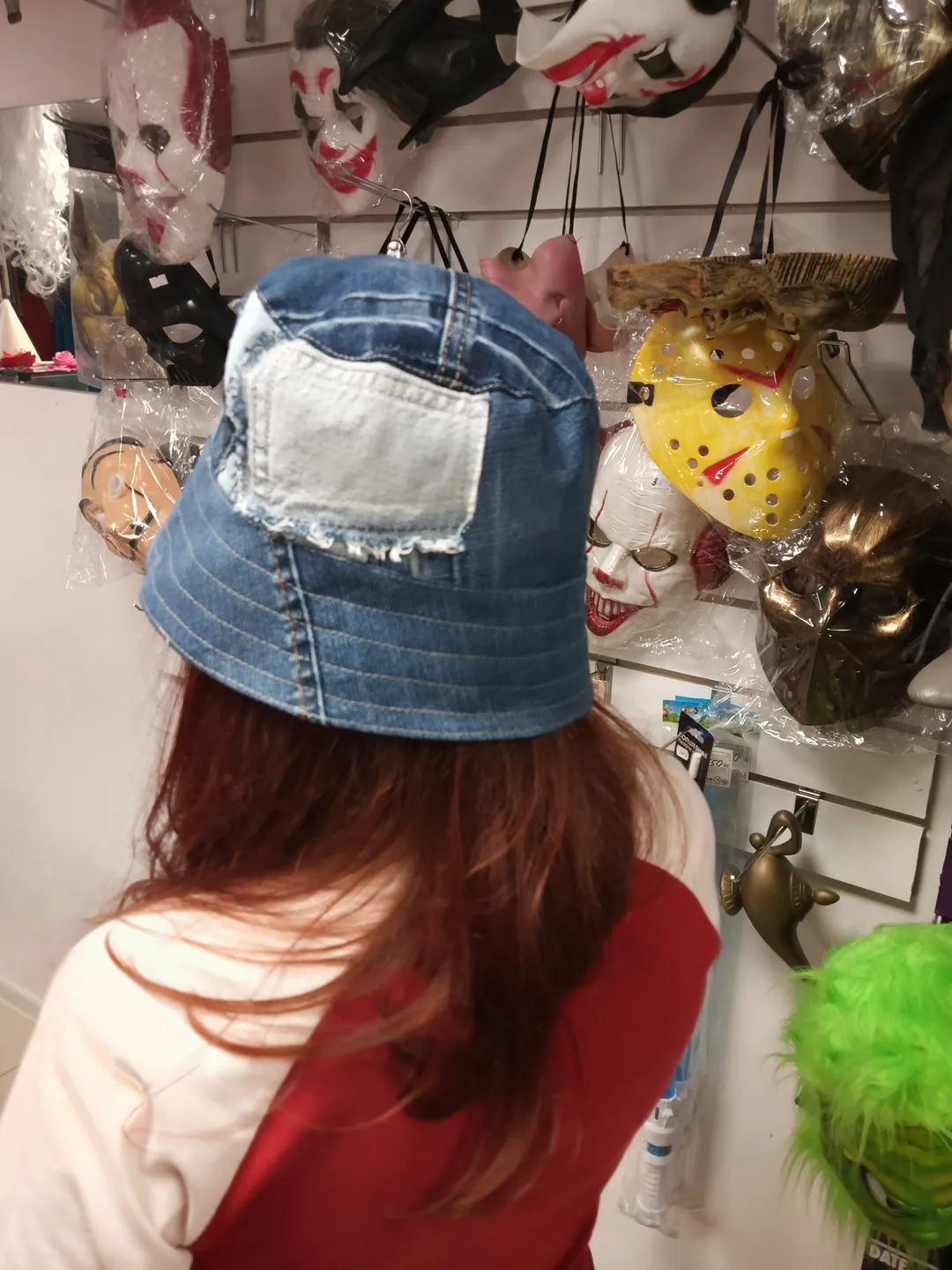 Denim bucket hat made from recycled jeans with cotton lining. Unisex bucket hat, lovely modern hat handmade from denim