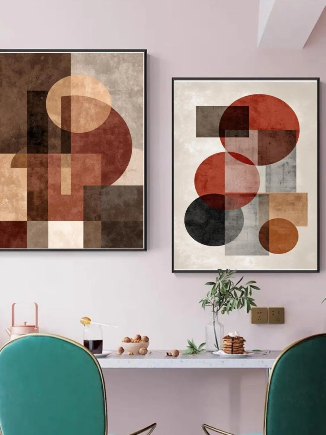 Abstract Geometric Wall Art Set of 2 Prints -Mid Century Modern Home ...