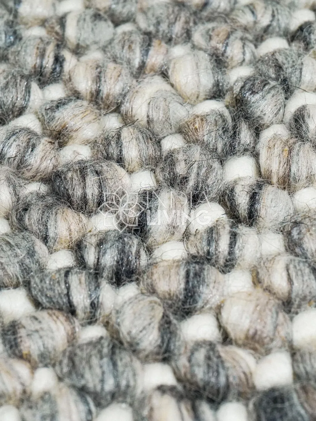 Grey Blend Chunky Pebble Loop Wool Rug : Handwoven Modern Neutral ...