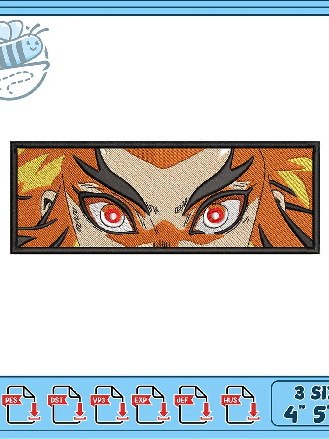 Kyojuro Rengoku Eyes Embroidery Design, Anime Eyes Patch Machine Embroidery File, Demon Slayer Peek Eyes Instant Download