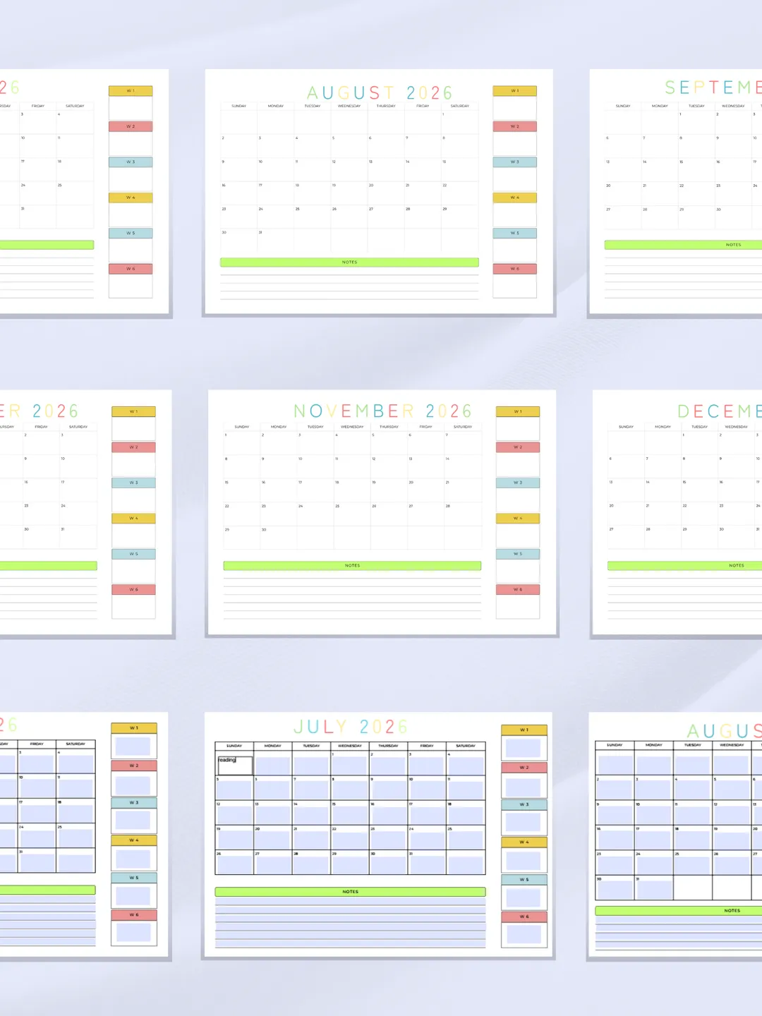Editable 2026 Calendar Printable | July to December Planner | Fillable ...