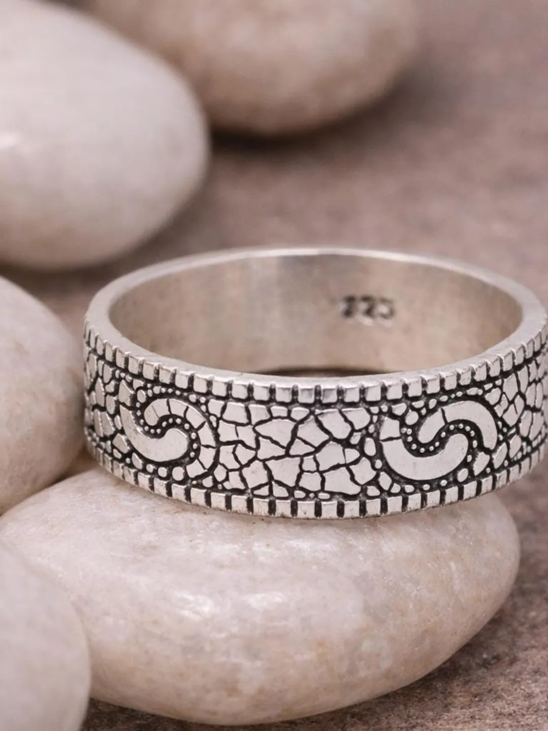 Sterling Silver Tribal Swirl Band Ring | Vintage Oxidized Silver Ring ...