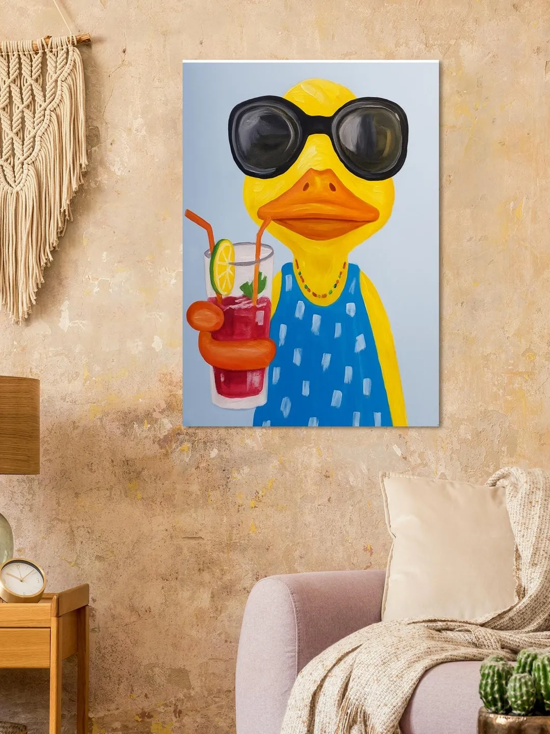 Funny Duck Summer Art Print: Quirky Animal with Sunglasses Funny Duck Summer Art Print: Quirky Animal with Sunglasses