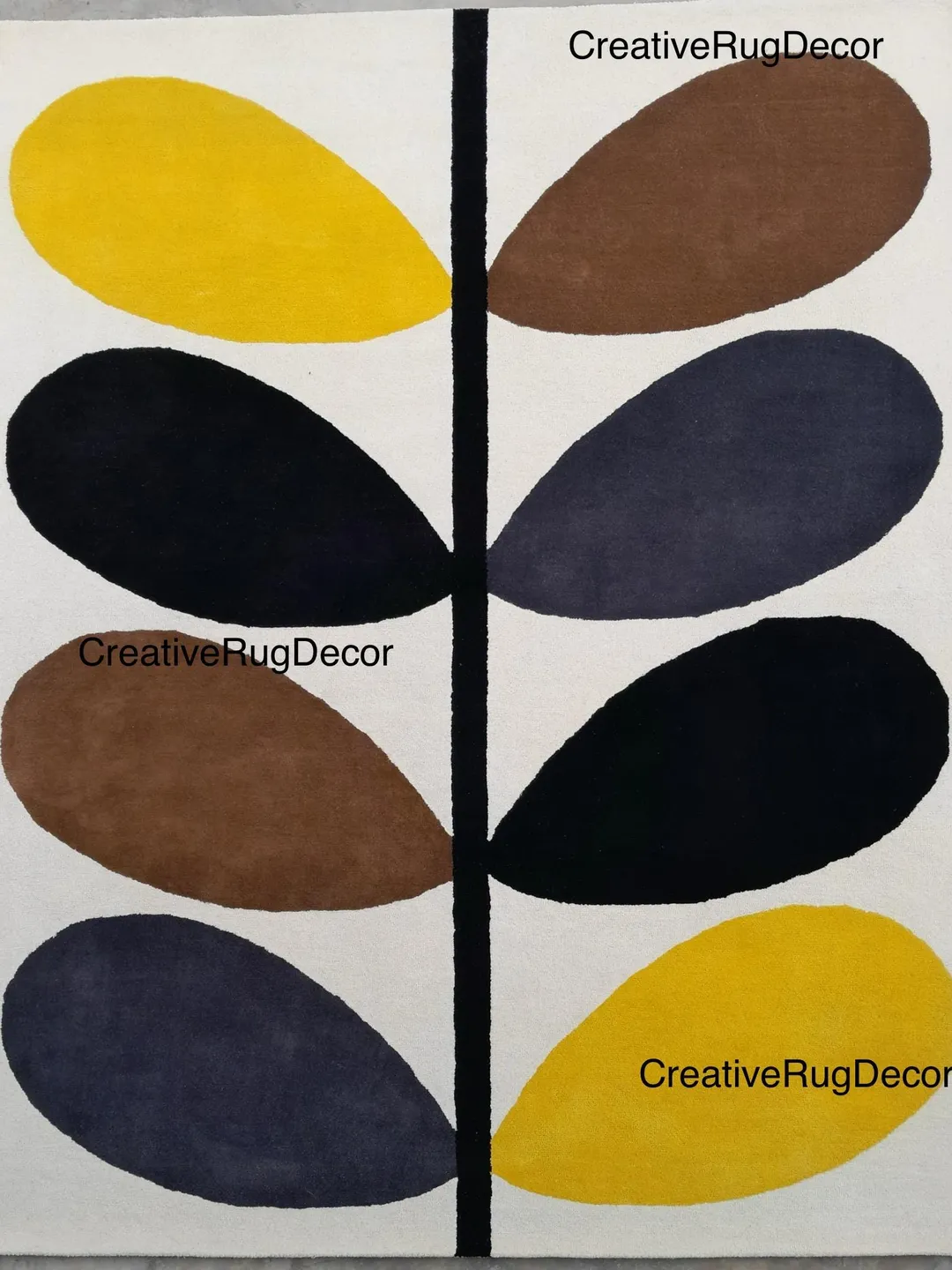 Hand-Tufted Wool Area Rug: Modern Leaf Design