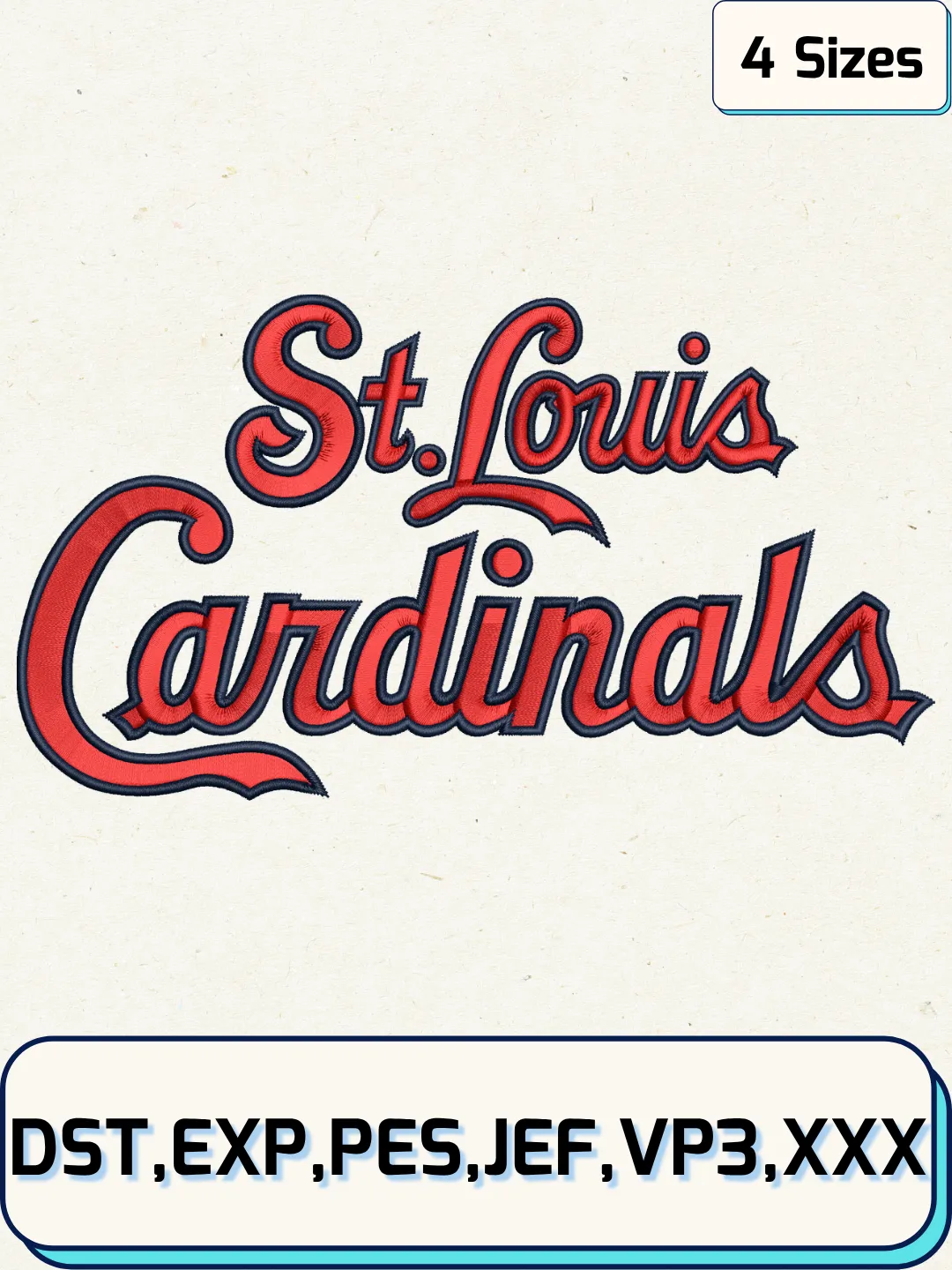 Cardinals Baseball Embroidery Design – Machine Embroidery File- 4 Sizes