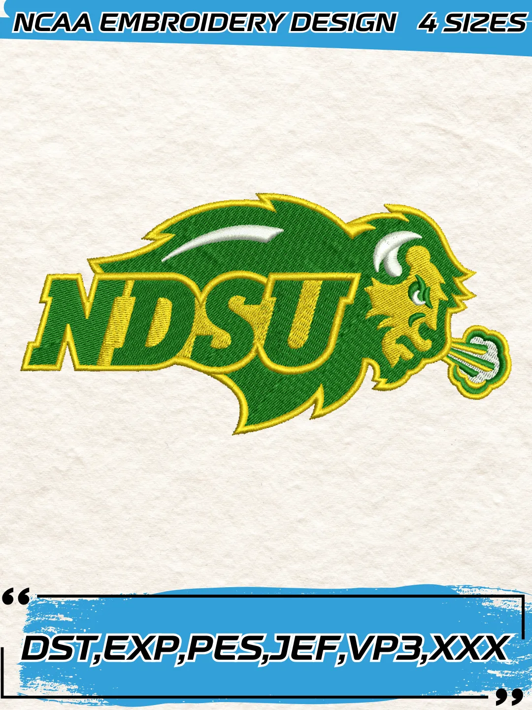 North Dakota State Bison Embroidery Design,NCAA Logo Embroidery Design,Machine Embroidery Design File,4 Sizes, Digital Download