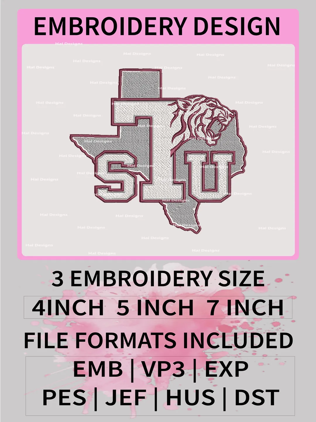 NCAA Texas Southern Tigers Embroidery File, 3 Sizes, 6 Formats, NCAA Machine Embroidery Design, NCAA Logo, NCAA Teams