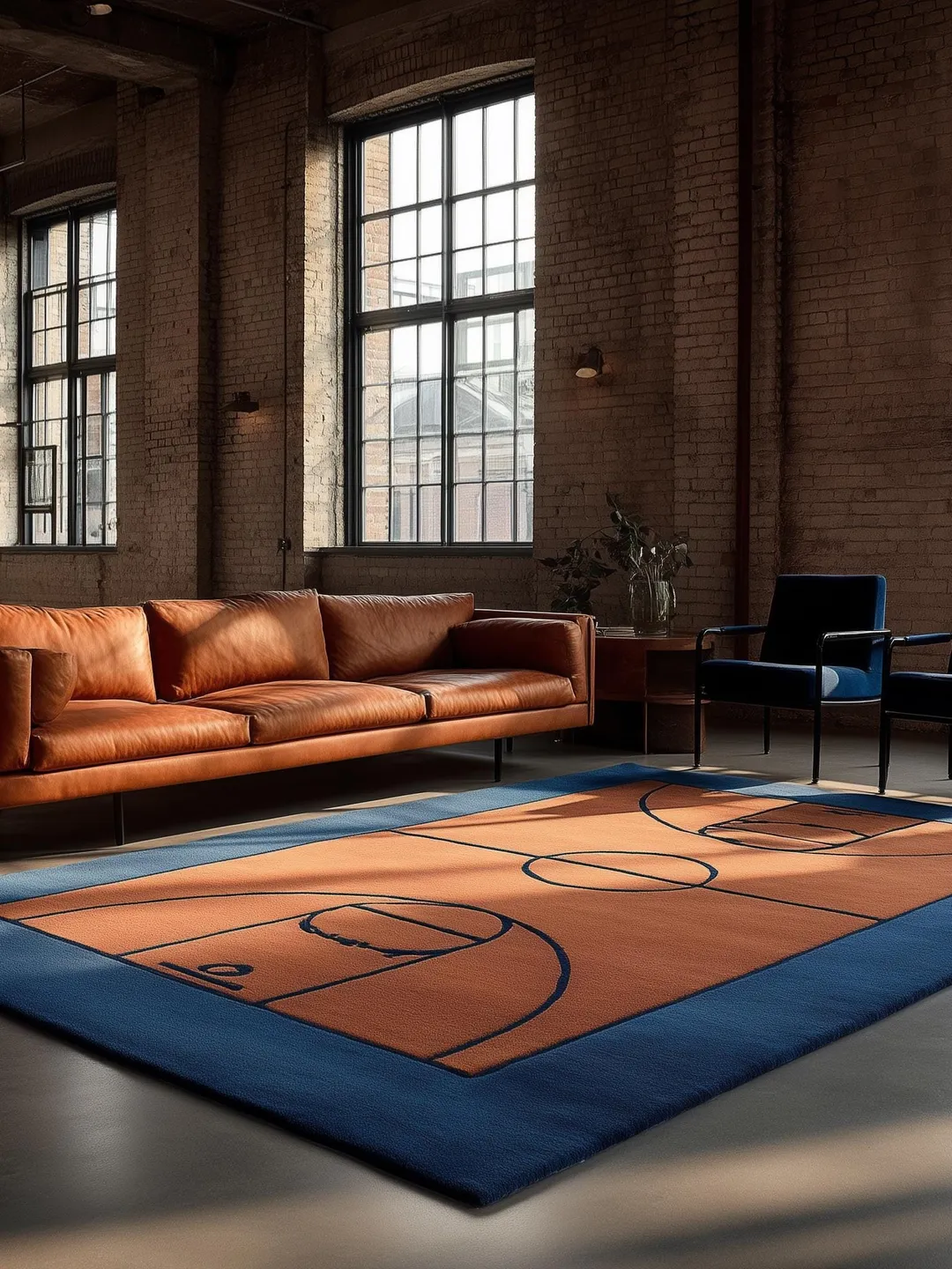 Neutral Sports Rug Tufted Tennis Court Rug: Playroom Sports Decor Teppich