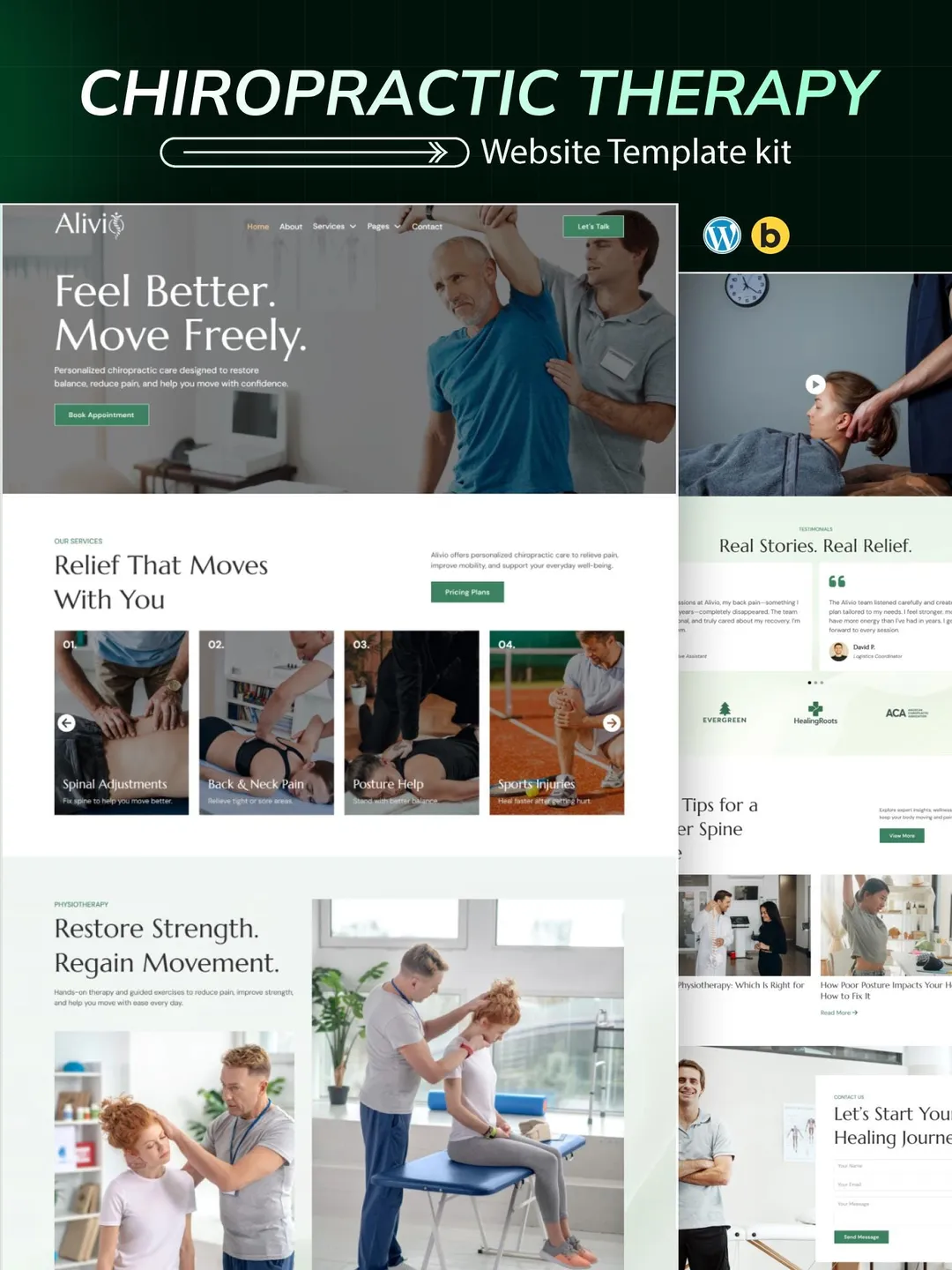 Chiropractic WordPress Bricks Builder Template Kit | Physical Therapy & Rehab Clinic Website Template