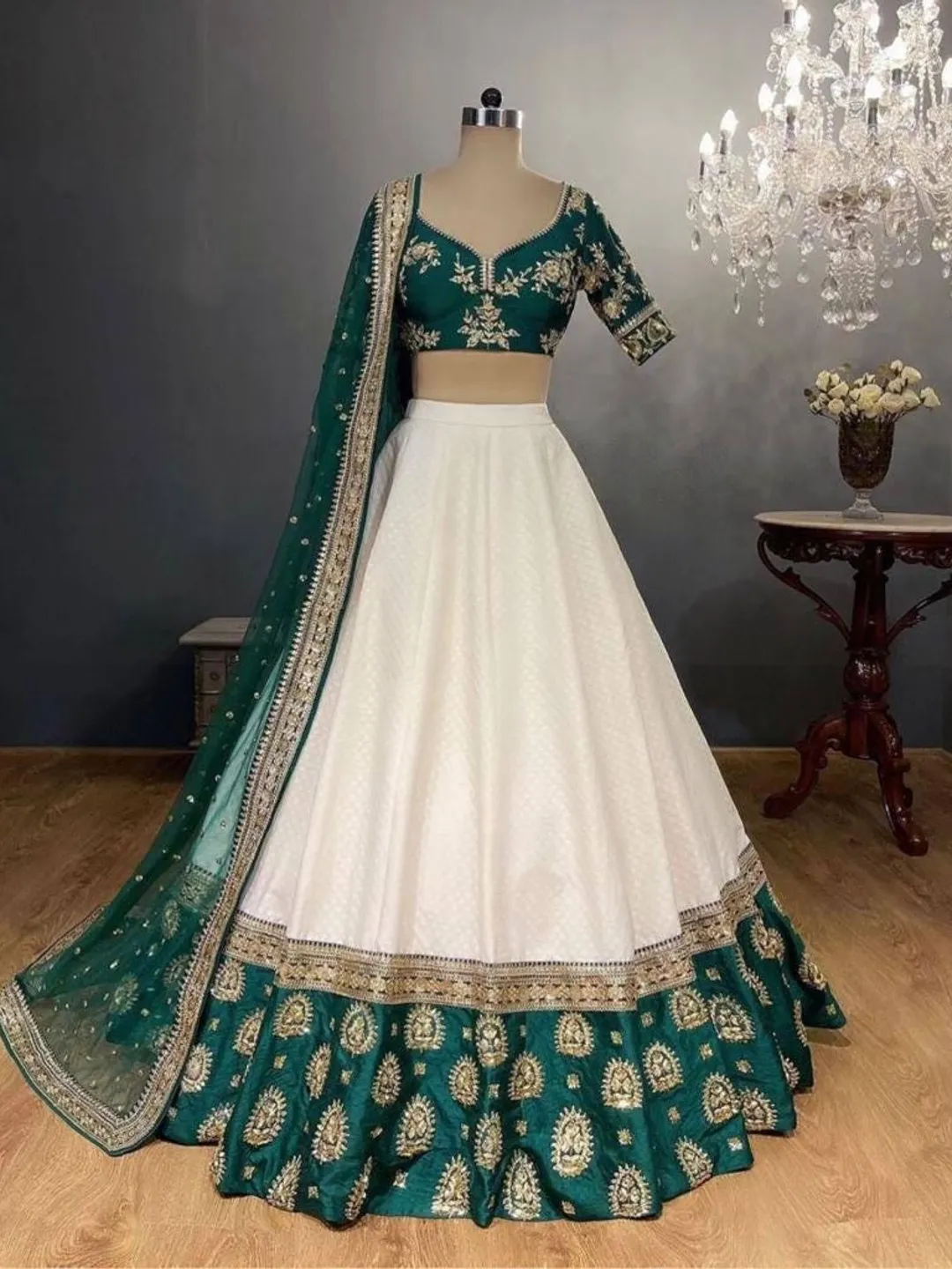 Latest Green Pakistani Wedding Dress, Custom Stitched Mehndi & Nikkah Outfit  for Women.