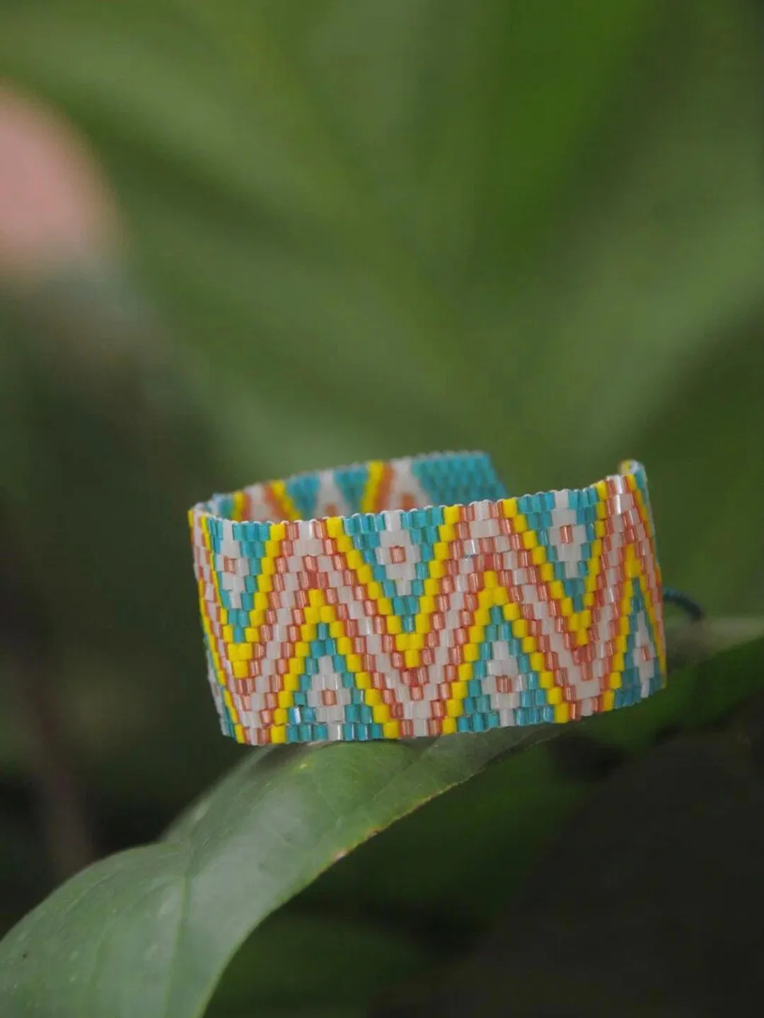 Bead flat wide geometric handmade bracelet | bohemian bracelet | handmade jewellery | summer stylish bracelet | gift for her