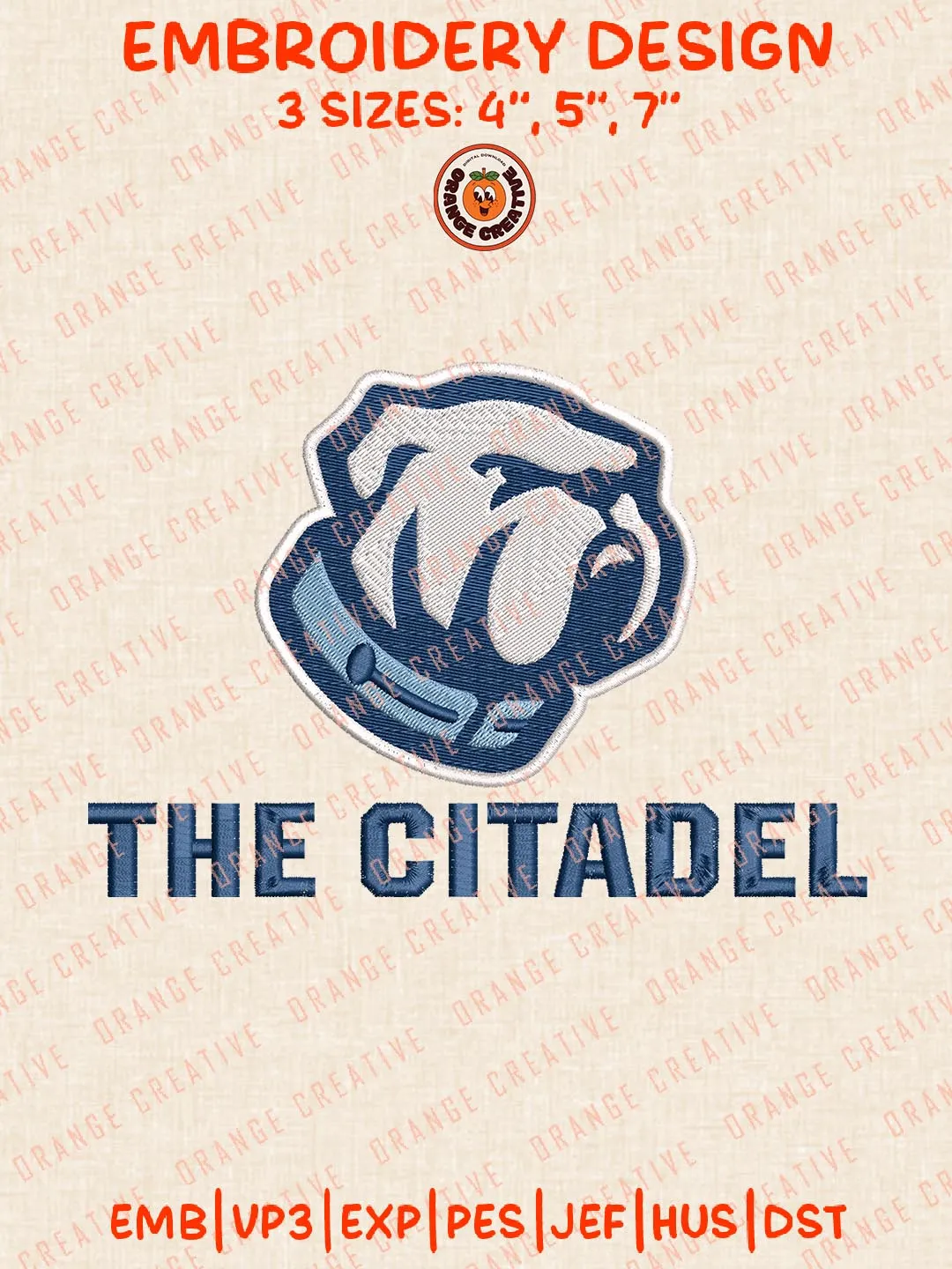 NCAA The Citadel Mascot Embroidery Design, NCAA Team Logo Embroidery Design, Machine Embroidery Design File, 4 Sizes, Digital Download
