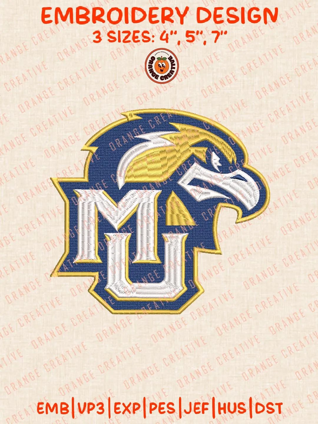 MU Golden Eagles Logos Embroidery Design Files, NCAA Marquette Golden Eagles Logos Embroidery Designs, Machine Embroidery Files, 4 Sizes, Custom Sizes, Instant Download