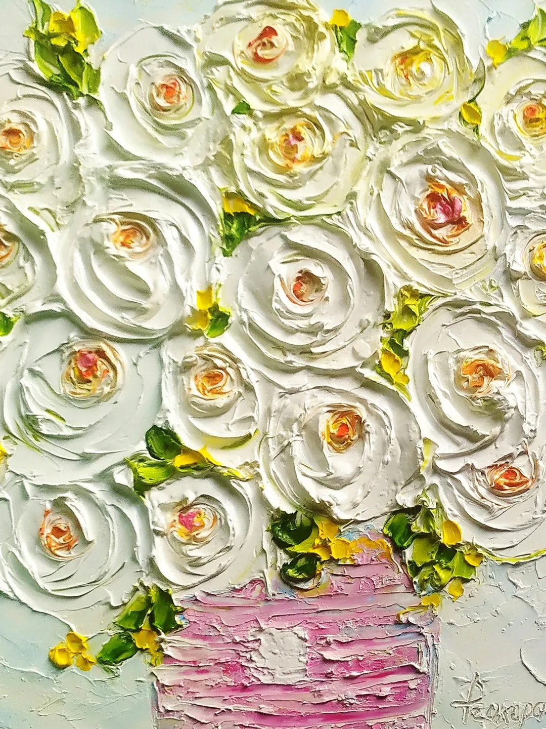 Roses painting Original Art Oil White flowers Impasto Oil Painting 8 by ...