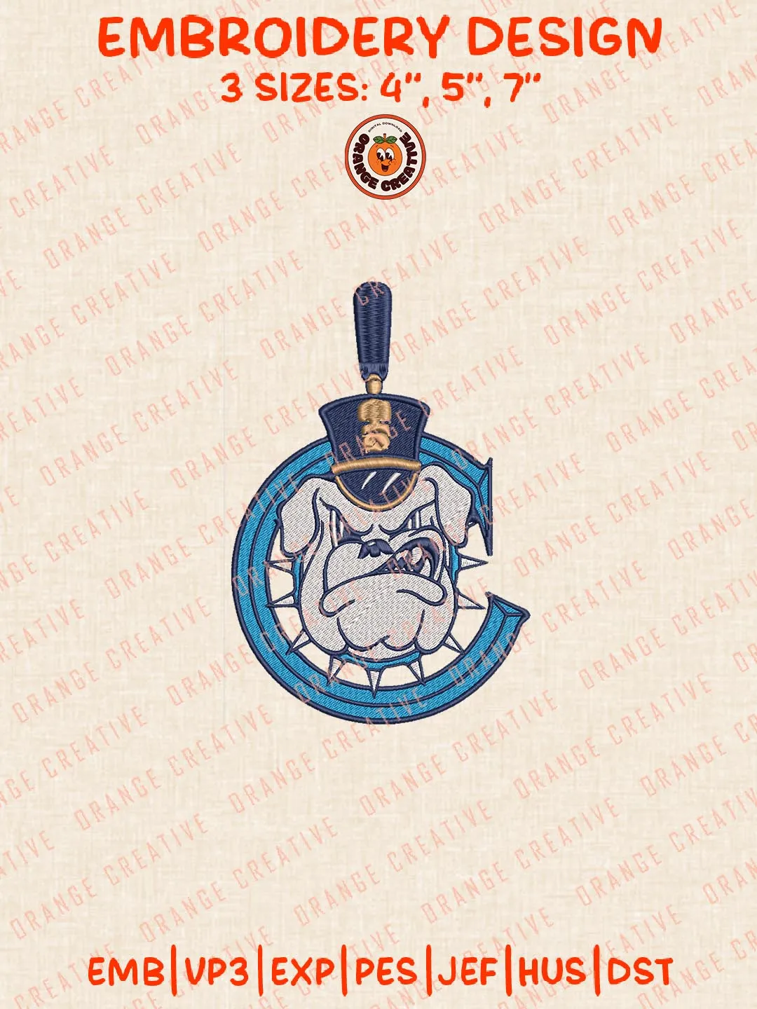 The Citadel Bulldogs Logos Embroidery Design Files, NCAA The Citadel Bulldogs Logos Embroidery Designs, Machine Embroidery Files, 4 Sizes, Custom Sizes, Instant Download