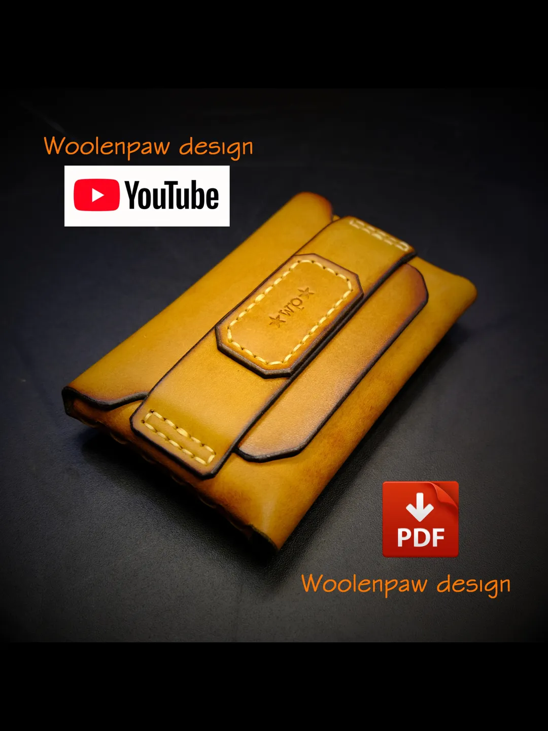 Leather pattern - Half-Stitchless ID card wallet, mini wallet, NS13