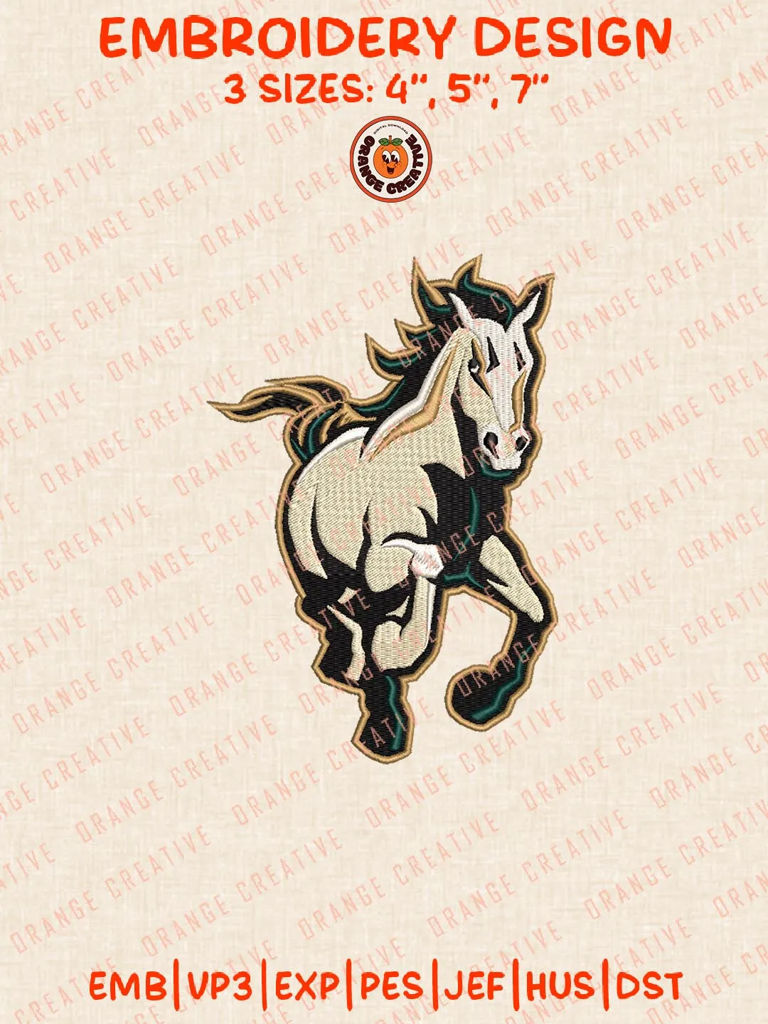 Cal Poly Mustangs Mascot Logo Embroidery Design Files, NCAA Logos Embroidery Designs, NCAA Machine Embroidery Files, 3 Sizes, Custom Sizes, Instant Download