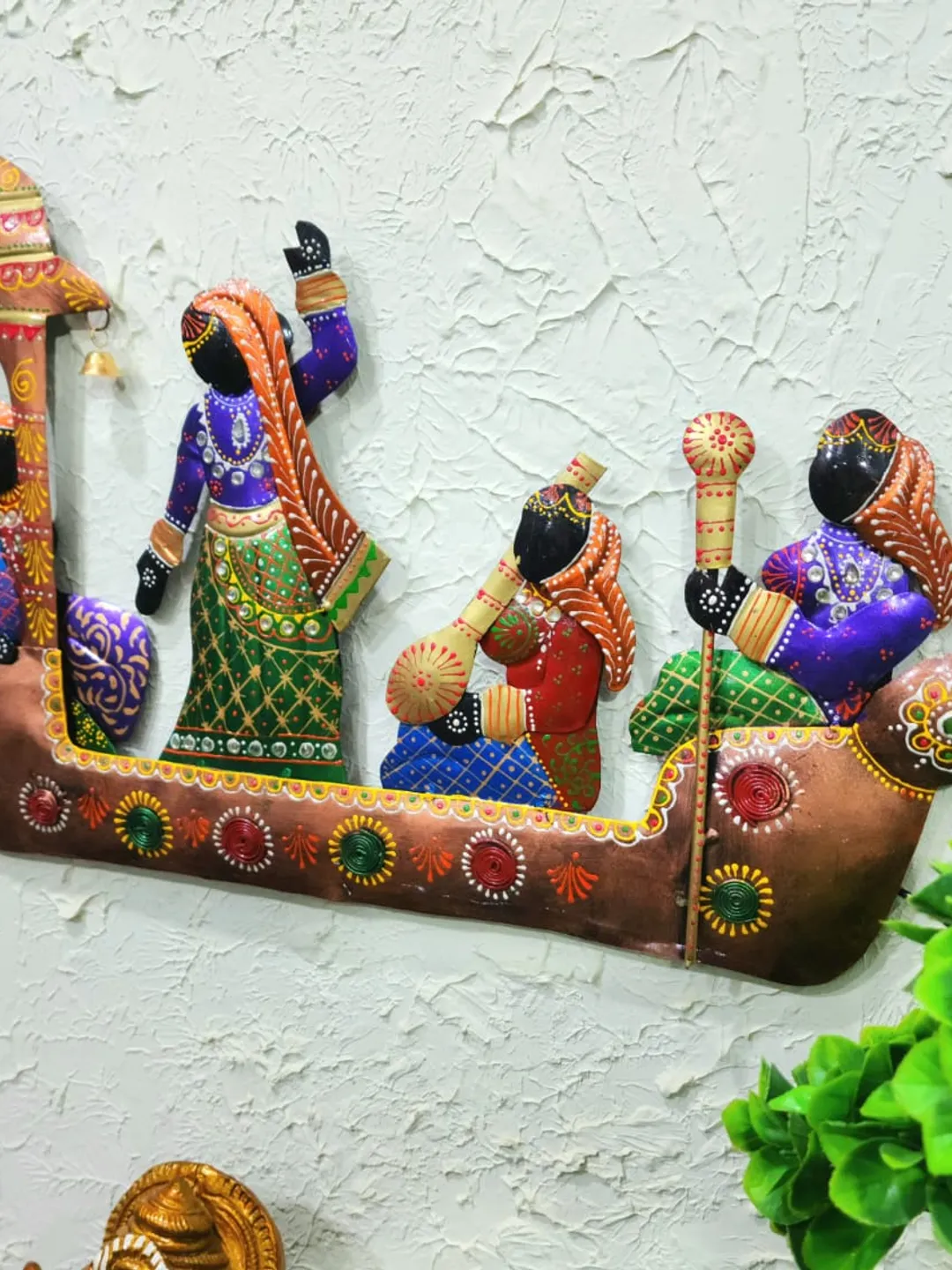 Metal Radha Krishna boat hanging