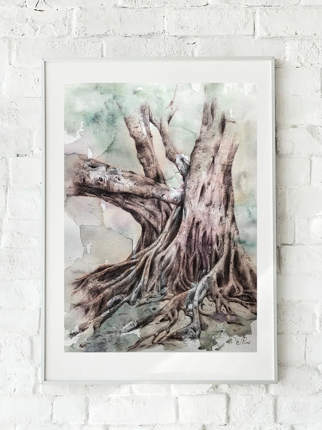 Original Watercolor Painting Tree Artwork Forest Painting
