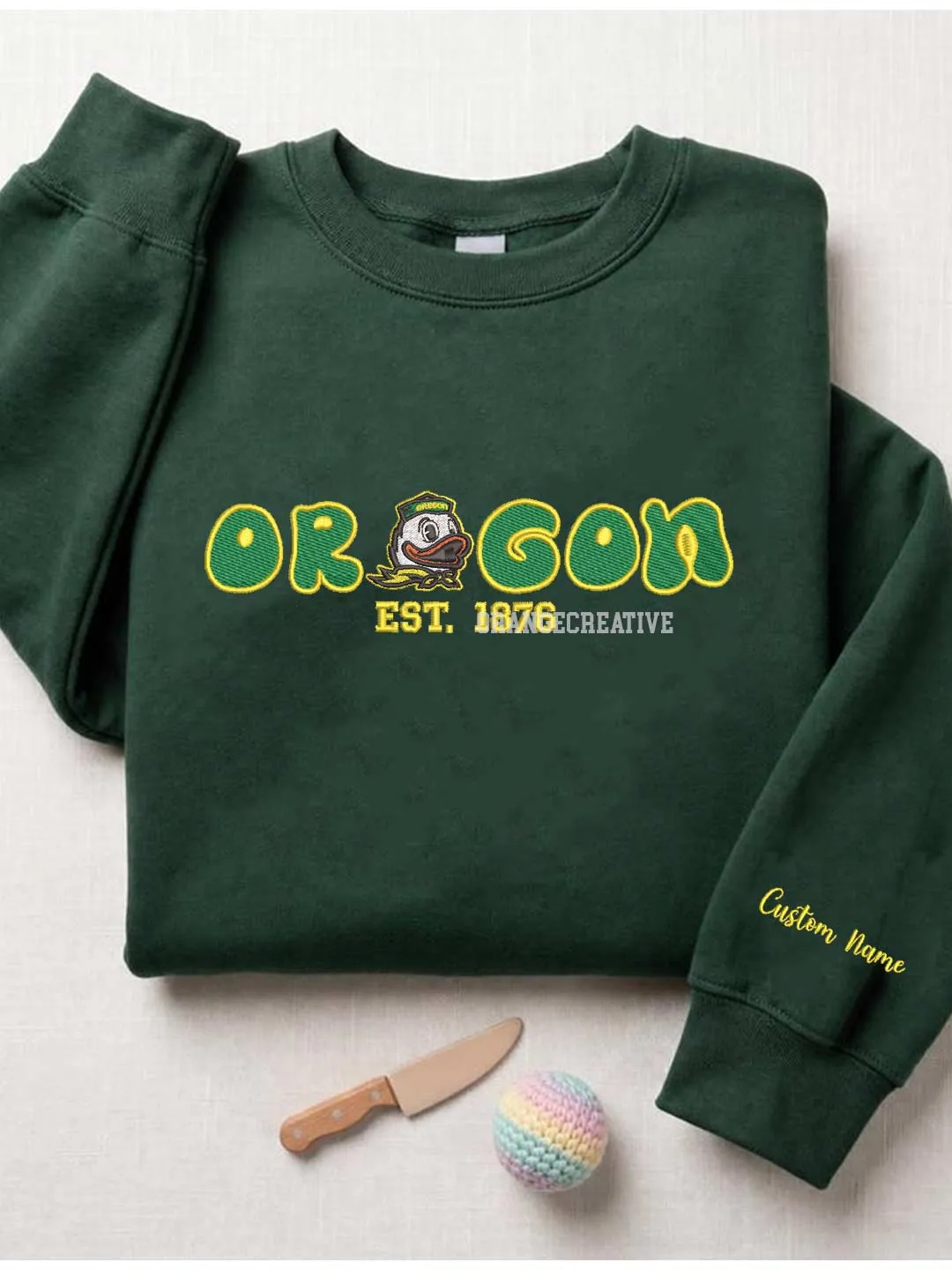 Oregon Duck Est Embroidered Sweatshirt, Sport Embroidered Crewneck, Football Embroidered Shirt, College Sweatshirt, Crewneck Gift