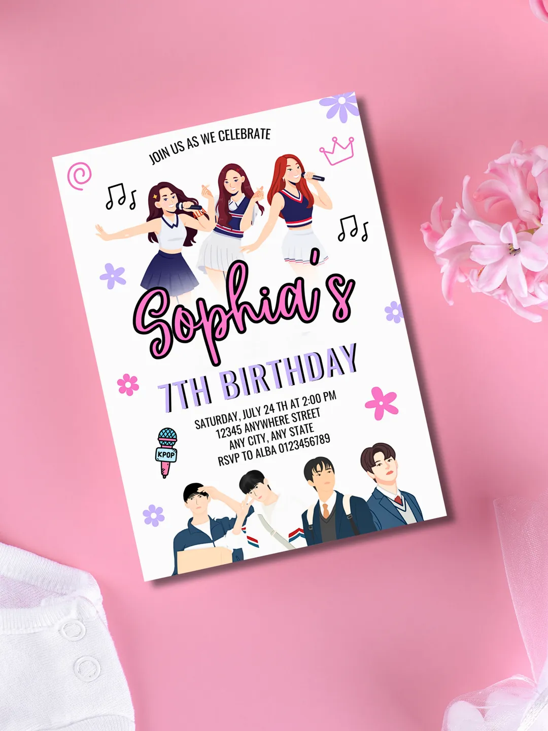 Editable Kpop Demon Hunters Birthday Invitation Template, Editable