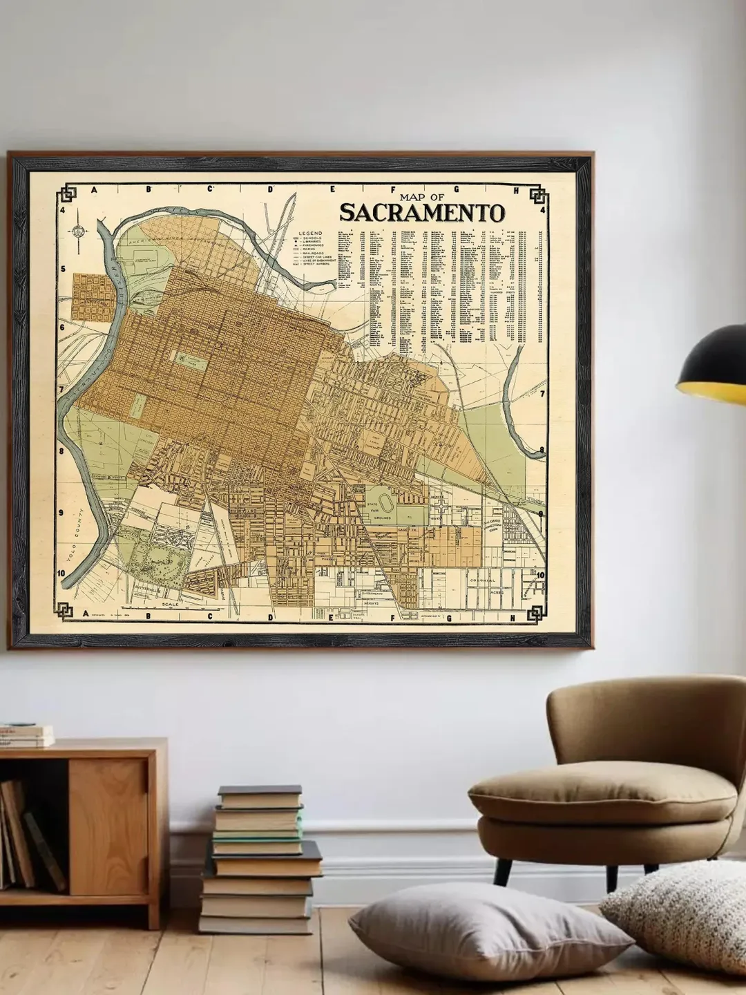 Sacramento California Vintage Map Print | 1920 Wall Art