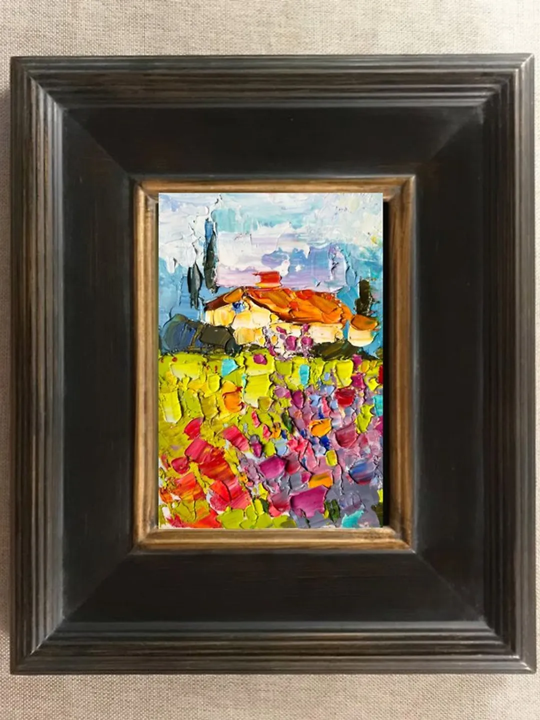 Tuscany Painting Poppy Original Art Landscape Painting Oil Artwork