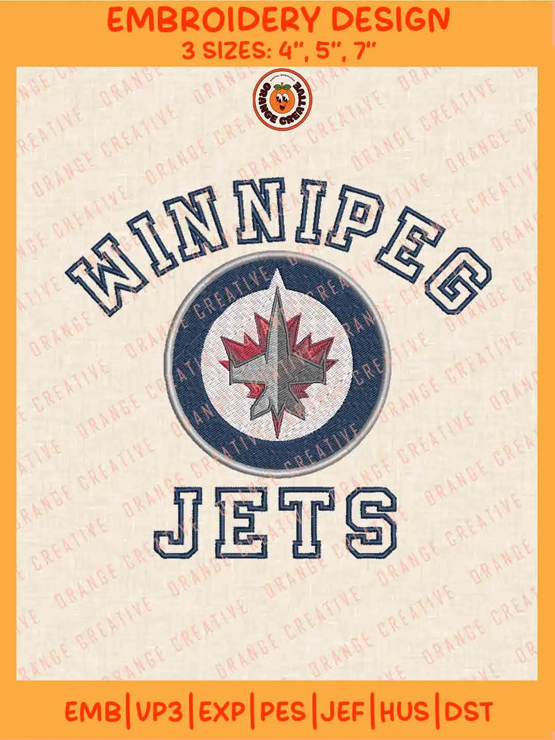 NHL Winnipeg Jets Team Logo Embroidery Files, Winnipeg Jets Hockey Team Embroidery Designs, NHL Jets Machine Embroidery Files, NHL Hockey Team Machine Embroidery, Digital Download