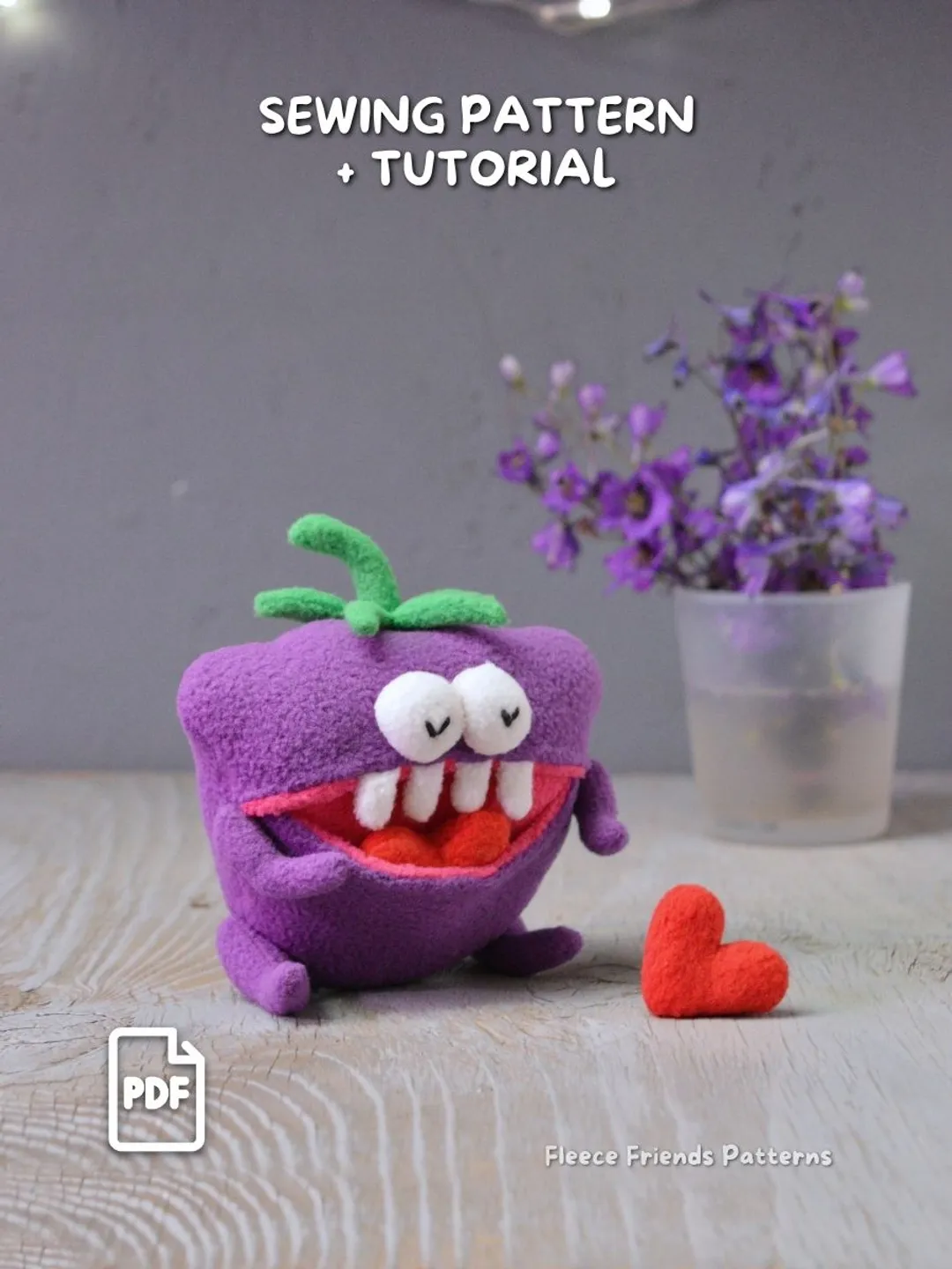 Blackberry Monster Sewing Pattern PDF, Plush with Secret Mouth Pocket, Beginner Friendly Soft Toy Tutorial
