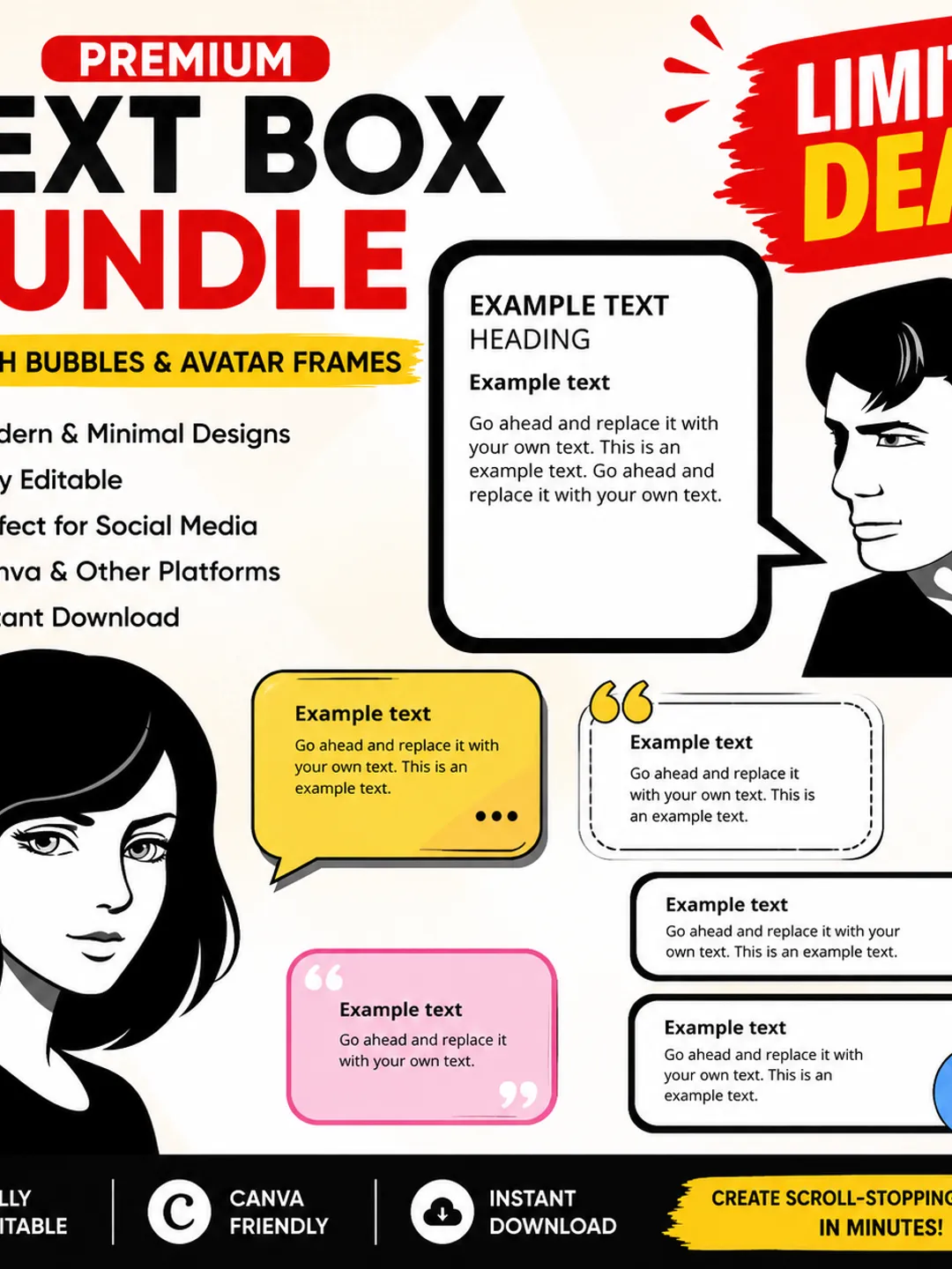 Modern Text Box Illustration Bundle | Speech Bubble Graphics | Minimal ...