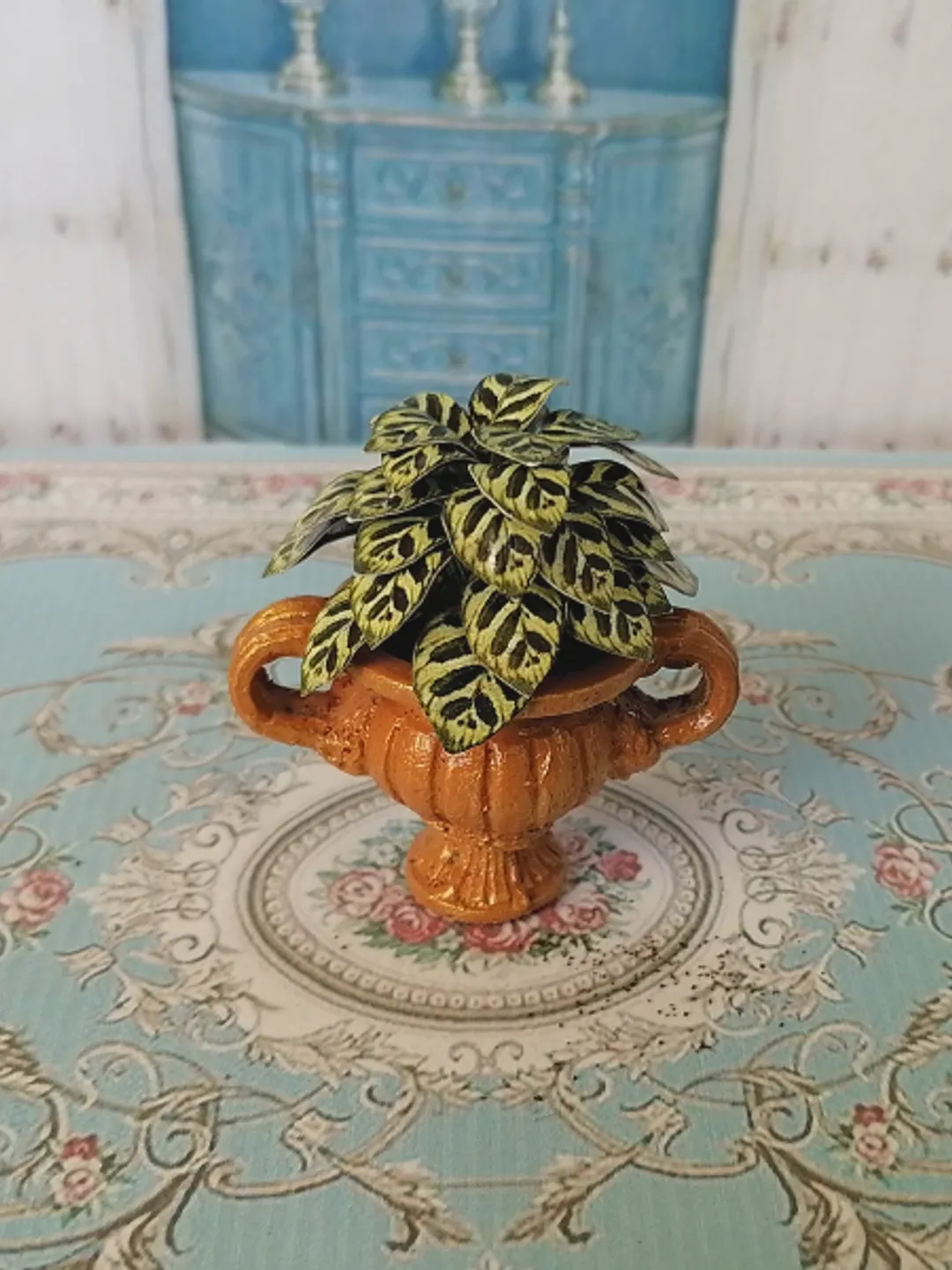 Flower in a pot. Dollhouse miniature.1:12 scale.