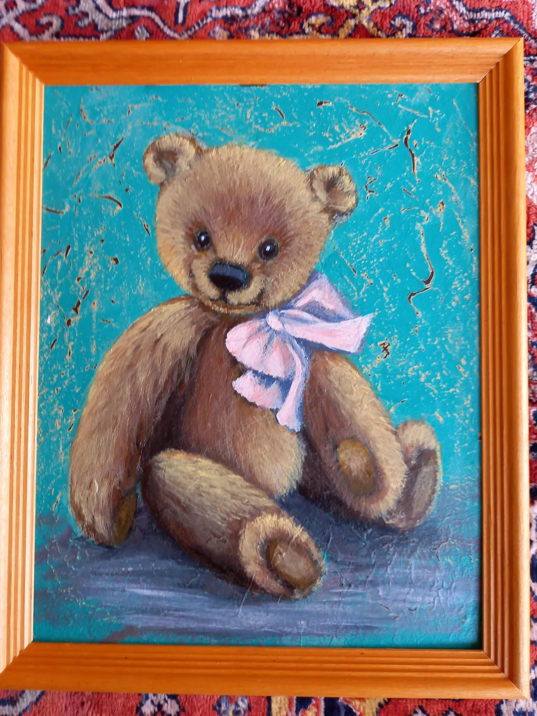 Teddy bear original oil painting 20x25 cm