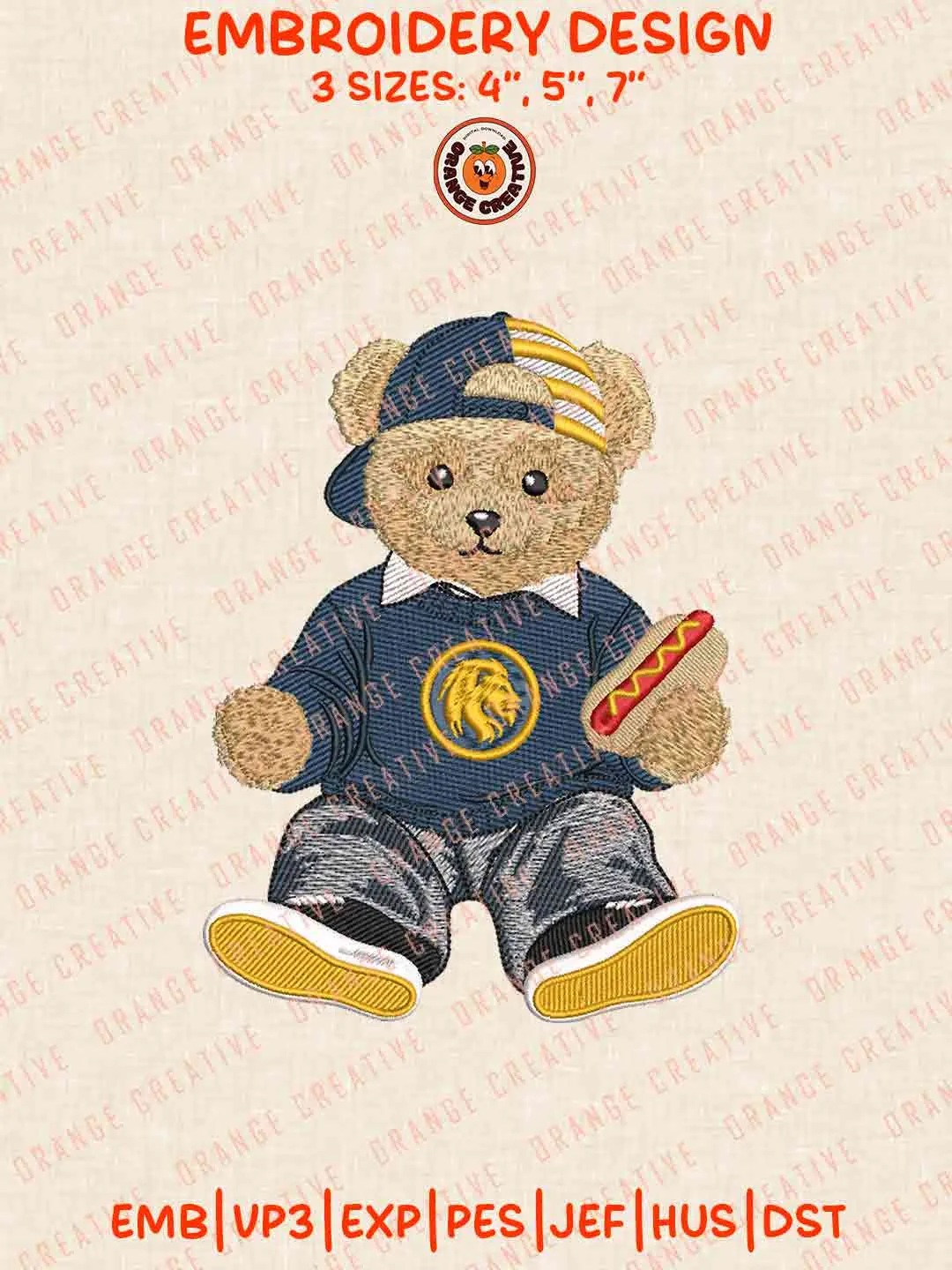East Texas AM Lion Teddy Bear Embroidery Design Files, Football Embroidery Designs, Sport Machine Embroidery Files, 3 Sizes, Custom Sizes, Instant Download