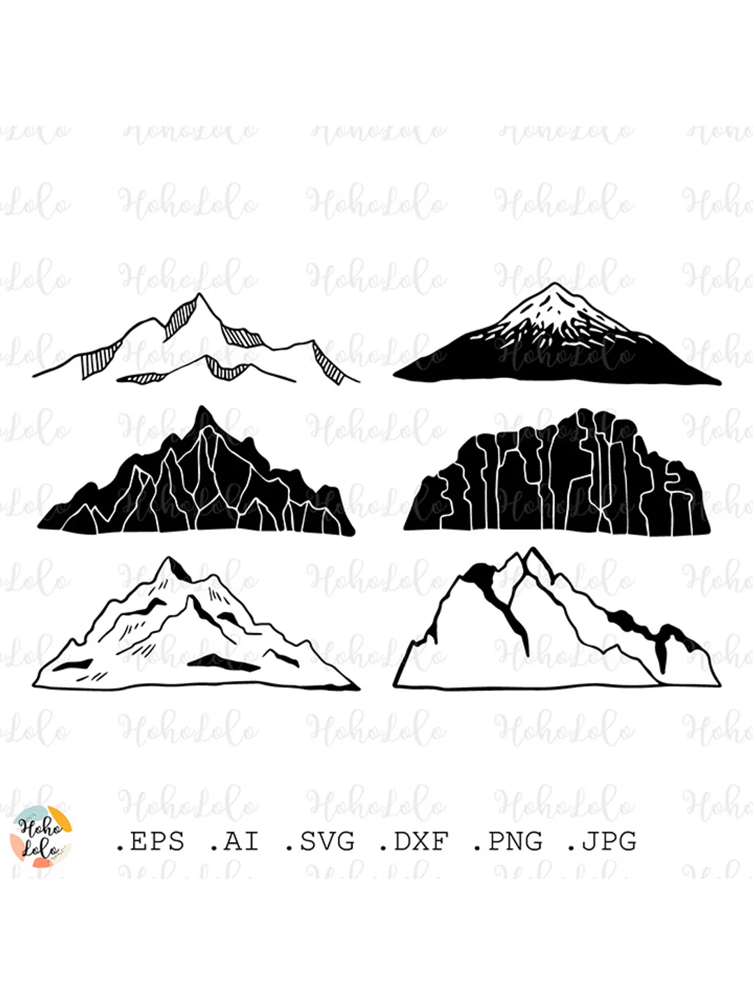 Mountain Svg, Mountain Silhouette, Mountain Cricut, Mountain Linocut Png