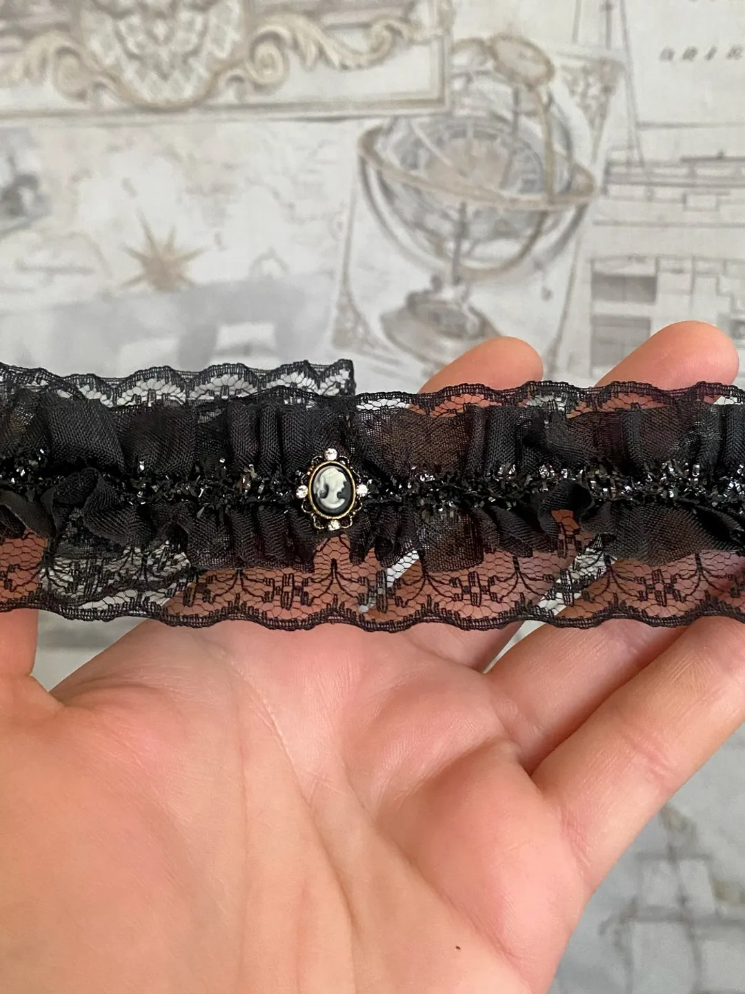 Choker around the neck. Handmade jewelry.