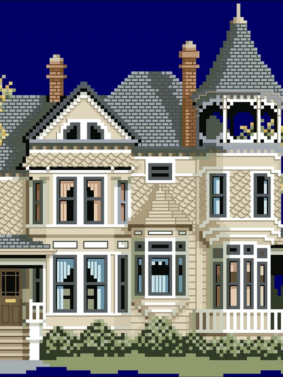 Vintage Cross Stitch Pattern Victorian House Counted Digital Download PDF