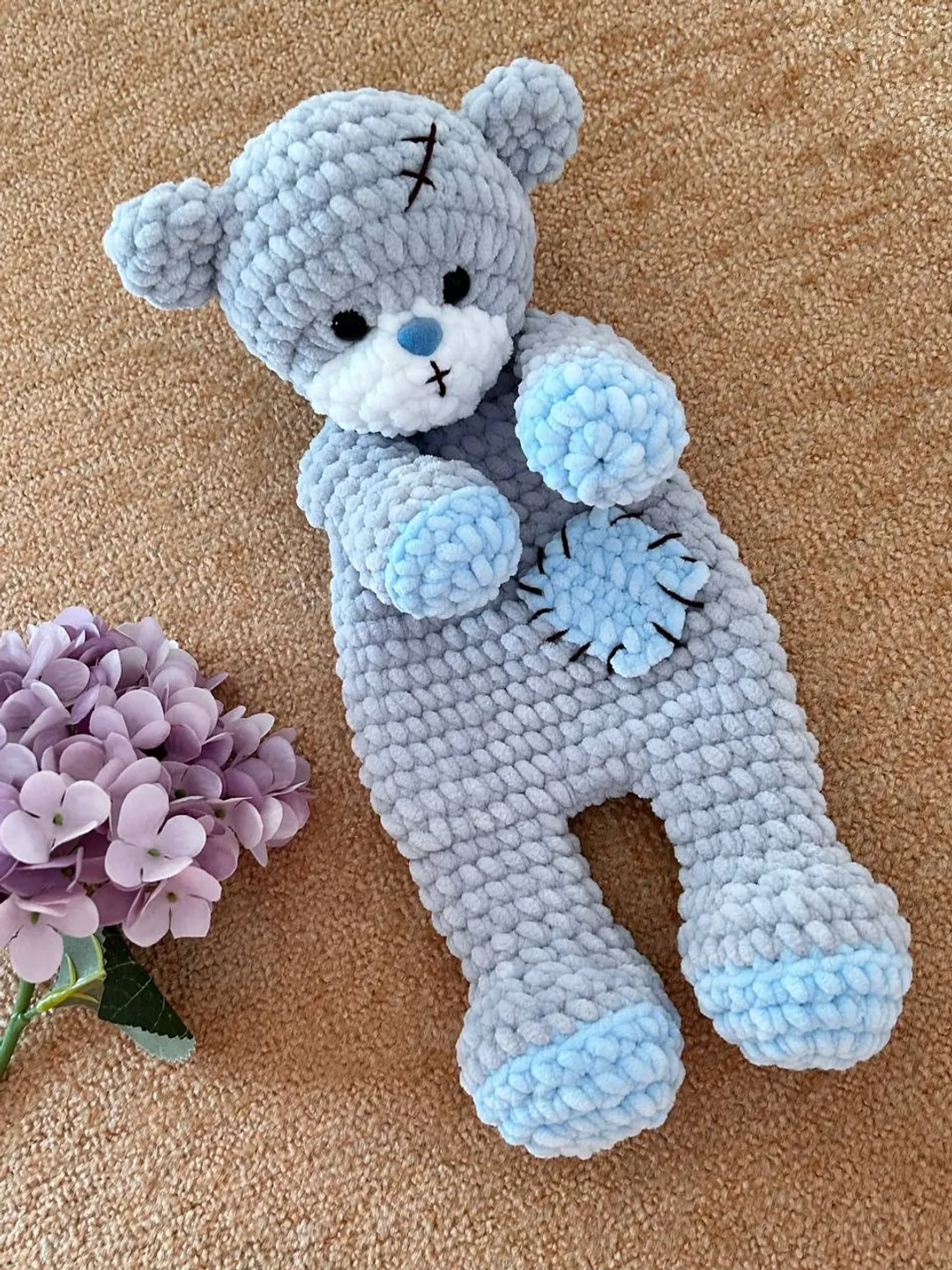 Crochet bear snuggler pattern Amigurumi bear pattern Crochet bear lovey pattern