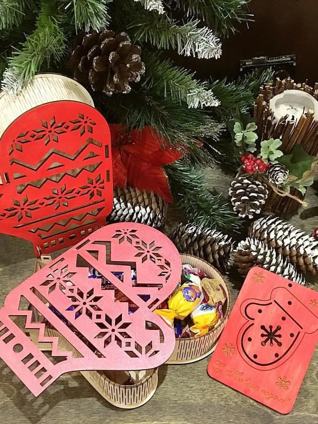 Digital Template Cnc Router Files Cnc Box-Mitten Files for Wood Laser Cut Pattern