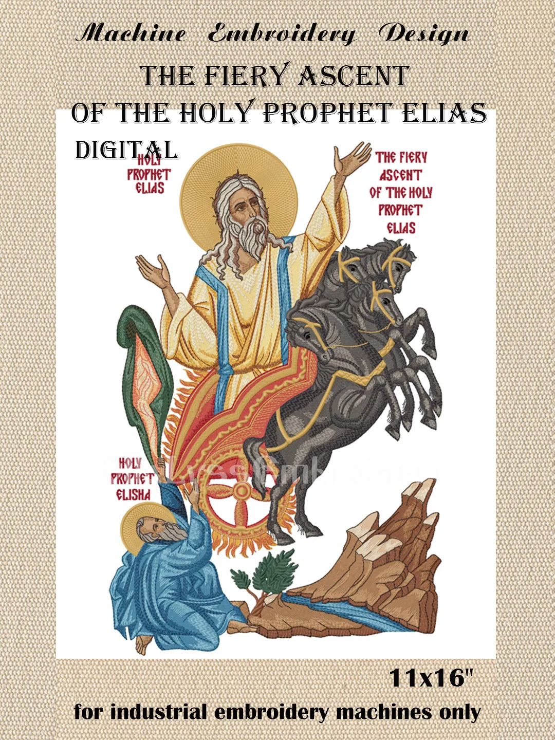 The Fiery Ascent of the Holy Prophet Elias embroidery design