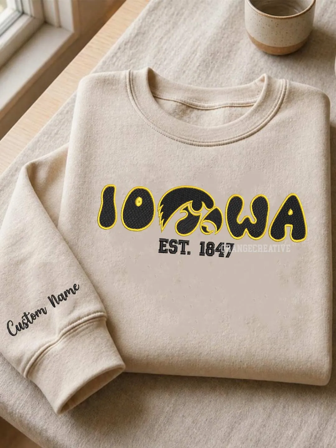 Iowa Hawkeye Est Embroidered Sweatshirt, Sport Embroidered Crewneck, Football Embroidered Shirt, College Sweatshirt, Crewneck Gift