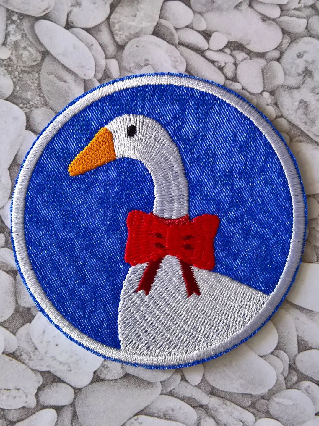 Goose patch Sew on or Hook and Loop Goose with a bow